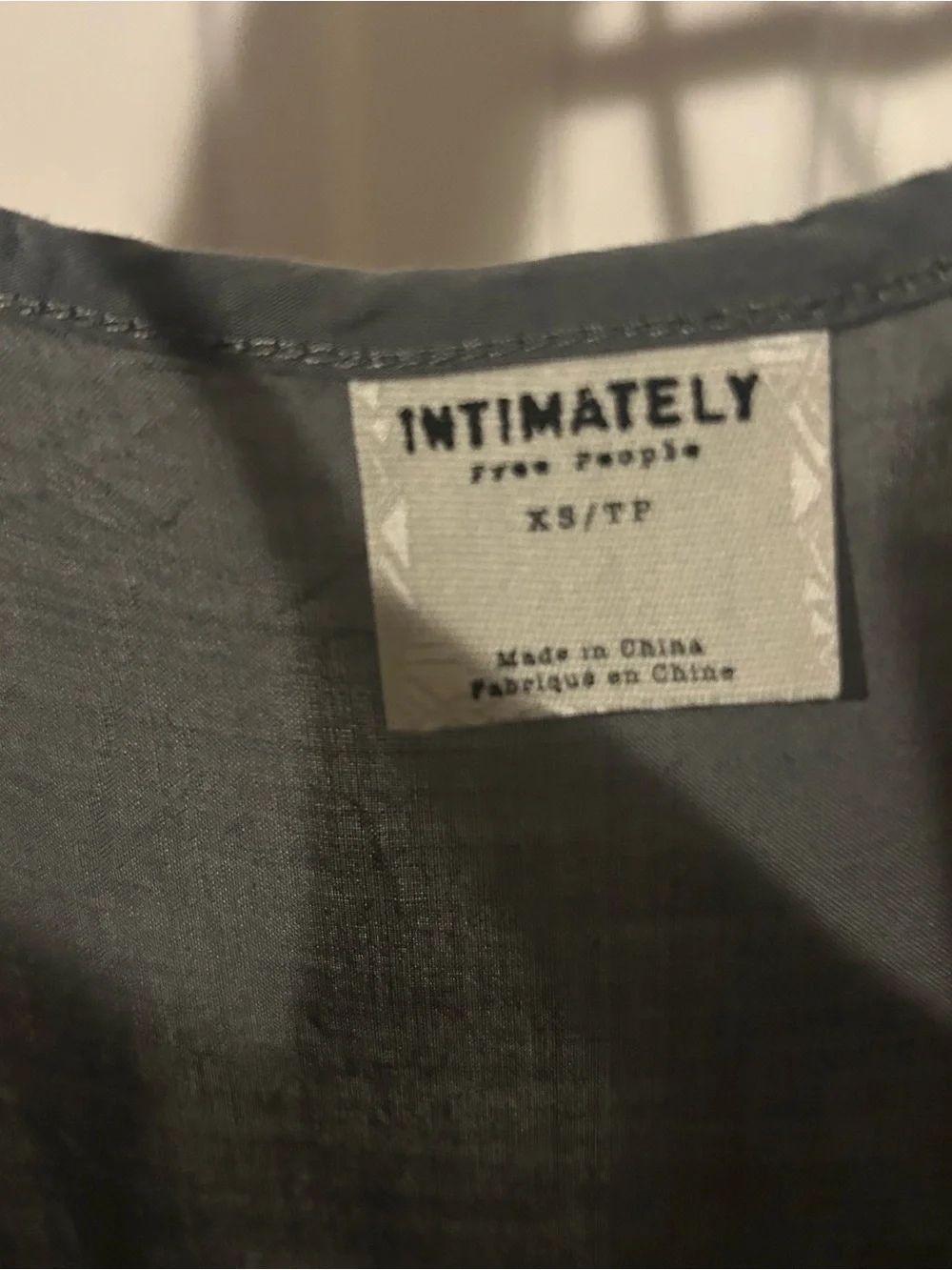 Free People Charcoal Gray Asymmetrical Slip Dress with Lace Hem